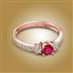 2 - Aniyah 0.76 ctw (5.00 mm) Classic Three Stone Round Ruby and Natural Diamond Engagement Ring 