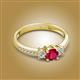 2 - Aniyah 0.76 ctw (5.00 mm) Classic Three Stone Round Ruby and Natural Diamond Engagement Ring 
