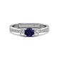 1 - Aniyah 0.91 ctw (5.00 mm) Classic Three Stone Round Blue Sapphire and Natural Diamond Engagement Ring 