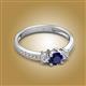 2 - Aniyah 0.91 ctw (5.00 mm) Classic Three Stone Round Blue Sapphire and Natural Diamond Engagement Ring 