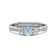 1 - Aniyah 0.61 ctw (5.00 mm) Classic Three Stone Round Aquamarine and Natural Diamond Engagement Ring 
