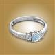 2 - Aniyah 0.61 ctw (5.00 mm) Classic Three Stone Round Aquamarine and Natural Diamond Engagement Ring 