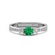1 - Aniyah 0.61 ctw (5.00 mm) Classic Three Stone Round Emerald and Natural Diamond Engagement Ring 