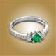 2 - Aniyah 0.61 ctw (5.00 mm) Classic Three Stone Round Emerald and Natural Diamond Engagement Ring 