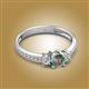 2 - Aniyah 0.76 ctw (5.00 mm) Classic Three Stone Round Lab Created Alexandrite and Natural Diamond Engagement Ring 