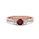 1 - Aniyah 0.84 ctw (5.00 mm) Classic Three Stone Round Red Garnet and Natural Diamond Engagement Ring 