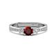 1 - Aniyah 0.84 ctw (5.00 mm) Classic Three Stone Round Red Garnet and Natural Diamond Engagement Ring 