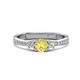 1 - Aniyah 0.74 ctw (5.00 mm) Classic Three Stone Round Yellow Sapphire and Natural Diamond Engagement Ring 