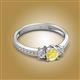 2 - Aniyah 0.74 ctw (5.00 mm) Classic Three Stone Round Yellow Sapphire and Natural Diamond Engagement Ring 