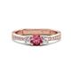 1 - Aniyah 0.61 ctw (5.00 mm) Classic Three Stone Round Pink Tourmaline and Natural Diamond Engagement Ring 