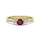 1 - Aniyah 0.71 ctw (5.00 mm) Classic Three Stone Round Rhodolite Garnet and Natural Diamond Engagement Ring 