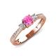 3 - Aniyah 0.74 ctw (5.00 mm) Classic Three Stone Round Pink Sapphire and Natural Diamond Engagement Ring 