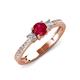 3 - Aniyah 0.76 ctw (5.00 mm) Classic Three Stone Round Ruby and Natural Diamond Engagement Ring 