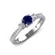 3 - Aniyah 0.91 ctw (5.00 mm) Classic Three Stone Round Blue Sapphire and Natural Diamond Engagement Ring 