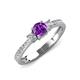 3 - Aniyah 0.61 ctw (5.00 mm) Classic Three Stone Round Amethyst and Natural Diamond Engagement Ring 