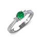 3 - Aniyah 0.61 ctw (5.00 mm) Classic Three Stone Round Emerald and Natural Diamond Engagement Ring 