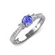 3 - Aniyah 0.68 ctw (5.00 mm) Classic Three Stone Round Tanzanite and Natural Diamond Engagement Ring 