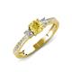 3 - Aniyah 0.74 ctw (5.00 mm) Classic Three Stone Round Yellow Sapphire and Natural Diamond Engagement Ring 
