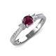 3 - Aniyah 0.71 ctw (5.00 mm) Classic Three Stone Round Rhodolite Garnet and Natural Diamond Engagement Ring 