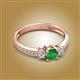 2 - Aniyah 0.81 ctw (5.00 mm) Classic Three Stone Round Green Garnet and Natural Diamond Engagement Ring 
