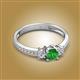 2 - Aniyah 0.81 ctw (5.00 mm) Classic Three Stone Round Green Garnet and Natural Diamond Engagement Ring 