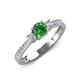 3 - Aniyah 0.81 ctw (5.00 mm) Classic Three Stone Round Green Garnet and Natural Diamond Engagement Ring 
