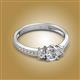 2 - Aniyah 0.74 ctw (5.00 mm) Classic Three Stone Round White Sapphire and Natural Diamond Engagement Ring 