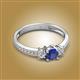 2 - Aniyah 0.61 ctw (5.00 mm) Classic Three Stone Round Iolite and Natural Diamond Engagement Ring 