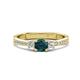 1 - Aniyah 0.71 ctw (5.00 mm) Classic Three Stone Round London Blue Topaz and Natural Diamond Engagement Ring 