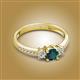 2 - Aniyah 0.71 ctw (5.00 mm) Classic Three Stone Round London Blue Topaz and Natural Diamond Engagement Ring 