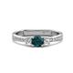 1 - Aniyah 0.71 ctw (5.00 mm) Classic Three Stone Round London Blue Topaz and Natural Diamond Engagement Ring 