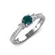 3 - Aniyah 0.71 ctw (5.00 mm) Classic Three Stone Round London Blue Topaz and Natural Diamond Engagement Ring 