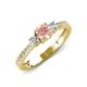 3 - Aniyah 0.69 ctw (5.00 mm) Classic Three Stone Round Morganite and Natural Diamond Engagement Ring 