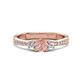 1 - Aniyah 0.69 ctw (5.00 mm) Classic Three Stone Round Morganite and Natural Diamond Engagement Ring 