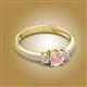 2 - Aniyah 0.69 ctw (5.00 mm) Classic Three Stone Round Morganite and Natural Diamond Engagement Ring 