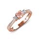 3 - Aniyah 0.69 ctw (5.00 mm) Classic Three Stone Round Morganite and Natural Diamond Engagement Ring 