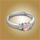 2 - Aniyah 0.69 ctw (5.00 mm) Classic Three Stone Round Morganite and Natural Diamond Engagement Ring 