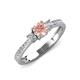 3 - Aniyah 0.69 ctw (5.00 mm) Classic Three Stone Round Morganite and Natural Diamond Engagement Ring 