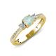 3 - Aniyah 0.56 ctw (5.00 mm) Classic Three Stone Round Opal and Natural Diamond Engagement Ring 