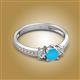 2 - Aniyah 0.57 ctw (5.00 mm) Classic Three Stone Round Turquoise and Natural Diamond Engagement Ring 