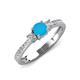 3 - Aniyah 0.57 ctw (5.00 mm) Classic Three Stone Round Turquoise and Natural Diamond Engagement Ring 