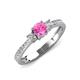 3 - Aniyah 0.74 ctw (5.00 mm) Classic Three Stone Round Pink Sapphire and Natural Diamond Engagement Ring 