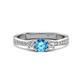 1 - Aniyah 0.71 ctw (5.00 mm) Classic Three Stone Round Blue Topaz and Natural Diamond Engagement Ring 