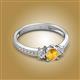 2 - Aniyah 0.61 ctw (5.00 mm) Classic Three Stone Round Citrine and Natural Diamond Engagement Ring 