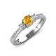 3 - Aniyah 0.61 ctw (5.00 mm) Classic Three Stone Round Citrine and Natural Diamond Engagement Ring 