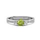 1 - Aniyah 0.71 ctw (5.00 mm) Classic Three Stone Round Peridot and Natural Diamond Engagement Ring 