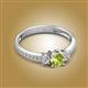 2 - Aniyah 0.71 ctw (5.00 mm) Classic Three Stone Round Peridot and Natural Diamond Engagement Ring 