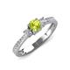 3 - Aniyah 0.71 ctw (5.00 mm) Classic Three Stone Round Peridot and Natural Diamond Engagement Ring 
