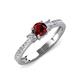 3 - Aniyah 0.84 ctw (5.00 mm) Classic Three Stone Round Red Garnet and Natural Diamond Engagement Ring 