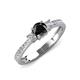 3 - Aniyah 0.71 ctw (5.00 mm) Classic Three Stone Round Black Diamond and Natural Diamond Engagement Ring 